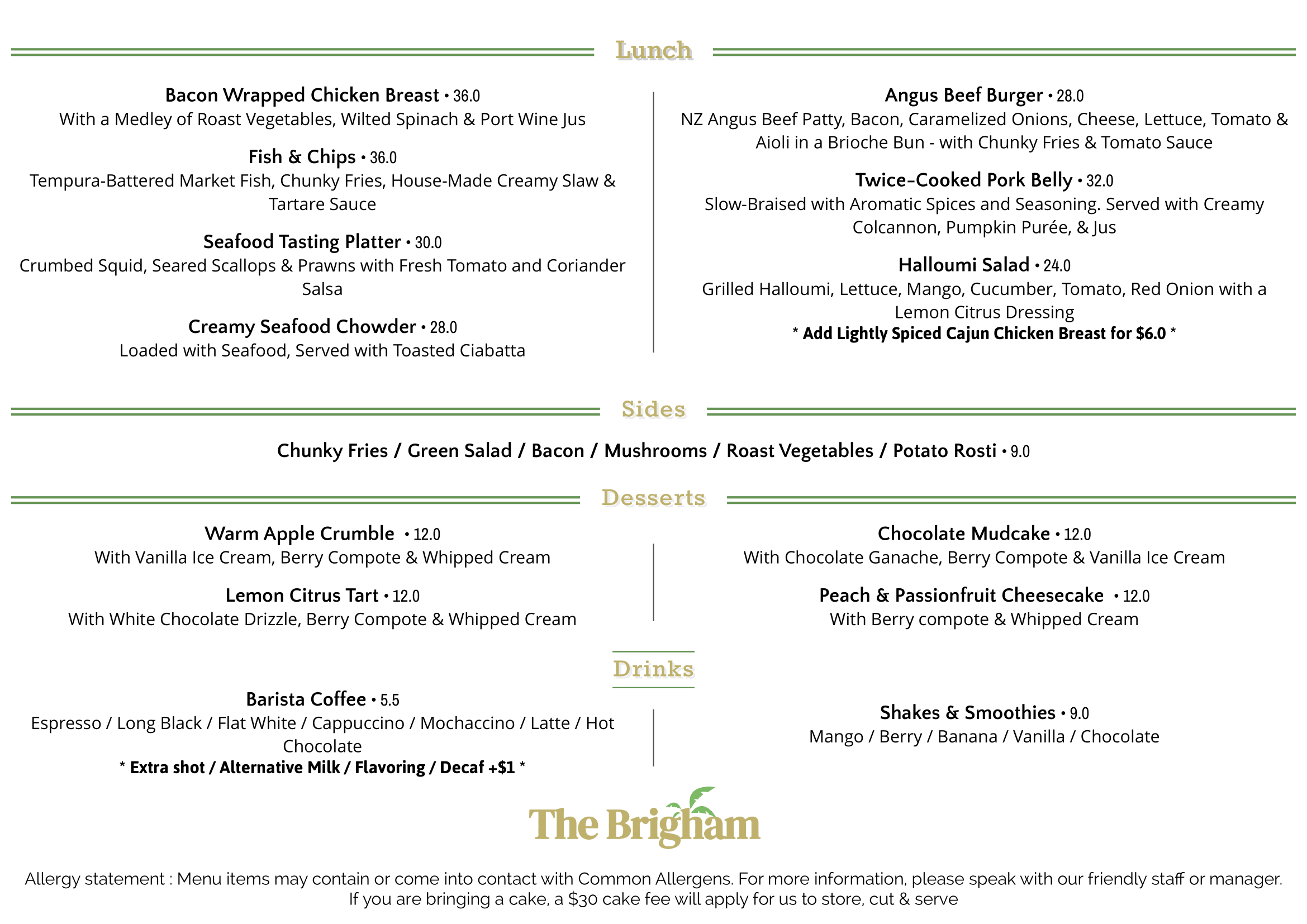 Auckland Cafe Menu For Christmas Season The Brigham 2025