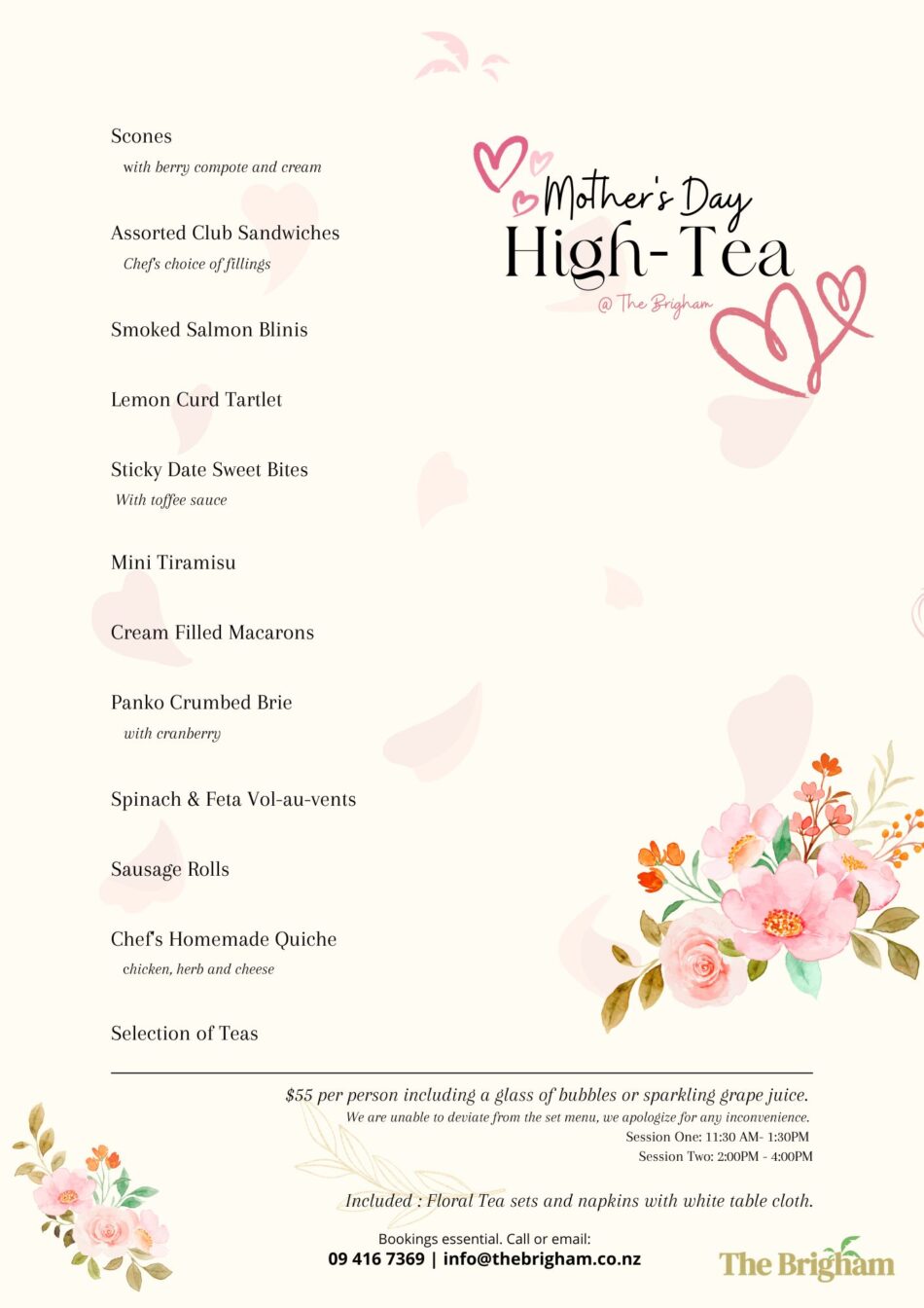 Mother’s Day High Tea Menu